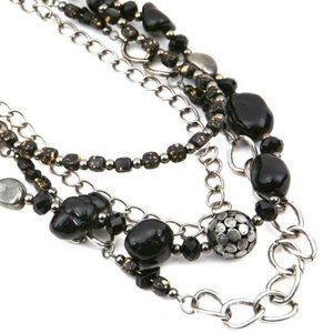 Silver and Black Necklace Earring Set